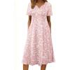 Zeagoo Summer Dresses for Women 2026 Casual Short Sleeve Aline Midi Dress with Pocket Flowy Pleated Tshirt Beach Sundress(Pink Floral)