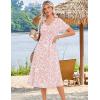 Zeagoo Summer Dresses for Women 2026 Casual Short Sleeve Aline Midi Dress with Pocket Flowy Pleated Tshirt Beach Sundress(Pink Floral)