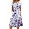 Zeagoo Summer Dresses for Women 2026 Casual Short Sleeve Aline Midi Dress with Pocket Flowy Pleated Tshirt Beach Sundress(Purple)