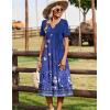 Zeagoo Summer Dresses for Women 2026 Casual Short Sleeve Aline Midi Dress with Pocket Flowy Pleated Tshirt Beach Sundress(Purple Ethnic Print)