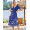 Zeagoo Summer Dresses for Women 2026 Casual Short Sleeve Aline Midi Dress with Pocket Flowy Pleated Tshirt Beach Sundress(Purple Ethnic Print)