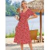 Zeagoo Summer Dresses for Women 2026 Casual Short Sleeve Aline Midi Dress with Pocket Flowy Pleated Tshirt Beach Sundress(Red Round Dot Print)