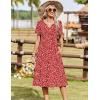 Zeagoo Summer Dresses for Women 2026 Casual Short Sleeve Aline Midi Dress with Pocket Flowy Pleated Tshirt Beach Sundress(Red Round Dot Print)