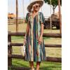 Zeagoo Summer Dresses for Women 2026 Casual Short Sleeve Aline Midi Dress with Pocket Flowy Pleated Tshirt Beach Sundress(Stripe)
