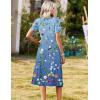 Zeagoo Summer Dresses for Women 2026 Casual Short Sleeve Aline Midi Dress with Pocket Flowy Pleated Tshirt Beach Sundress(Wf89)