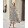 Zeagoo Summer Dresses for Women 2026 Maxi Bohemian Floral Short Sleeve Long Dress Casual Flowy Tired Beach Sundress(02-mz914)