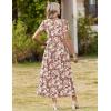 Zeagoo Summer Dresses for Women 2026 Maxi Bohemian Floral Short Sleeve Long Dress Casual Flowy Tired Beach Sundress(03-wf87)