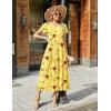 Zeagoo Summer Dresses for Women 2026 Maxi Bohemian Floral Short Sleeve Long Dress Casual Flowy Tired Beach Sundress(Bf351)
