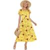 Zeagoo Summer Dresses for Women 2026 Maxi Bohemian Floral Short Sleeve Long Dress Casual Flowy Tired Beach Sundress(Bf351)