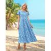Zeagoo Summer Dresses for Women 2026 Maxi Bohemian Floral Short Sleeve Long Dress Casual Flowy Tired Beach Sundress(Blue Floral)
