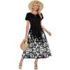 Zeagoo Summer Dresses for Women 2026 Maxi Bohemian Floral Short Sleeve Long Dress Casual Flowy Tired Beach Sundress(Sf100)