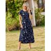 Zeagoo Summer Dresses for Women 2026 Maxi Bohemian Floral Short Sleeve Long Dress Casual Flowy Tired Beach Sundress(Sf180)