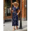 Zeagoo Summer Dresses for Women 2026 Maxi Bohemian Floral Short Sleeve Long Dress Casual Flowy Tired Beach Sundress(Sf180)