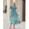 Zeagoo Summer Dresses for Women 2026 Maxi Bohemian Floral Short Sleeve Long Dress Casual Flowy Tired Beach Sundress(Wf115)