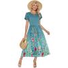 Zeagoo Summer Dresses for Women 2026 Maxi Bohemian Floral Short Sleeve Long Dress Casual Flowy Tired Beach Sundress(Wf115)