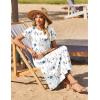 Zeagoo Summer Dresses for Women 2026 Maxi Bohemian Floral Short Sleeve Long Dress Casual Flowy Tired Beach Sundress(White Floral)