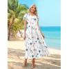 Zeagoo Summer Dresses for Women 2026 Maxi Bohemian Floral Short Sleeve Long Dress Casual Flowy Tired Beach Sundress(White Floral)