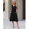 Zeagoo Summer Dresses for Women 2026 Sleeveless V Neck Casual Midi Tank Dress Beach Vacation Sundresses with Pockets(Black)