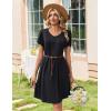 Zeagoo Summer Dresses for Women Casual A Line Dress 2026 V Neck Short Dresses Floral Sundress Pleated Boho Dress(A-black)