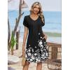 Zeagoo Summer Dresses for Women Casual A Line Dress 2026 V Neck Short Dresses Floral Sundress Pleated Boho Dress(Black Floral 01)