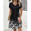 Zeagoo Summer Dresses for Women Casual A Line Dress 2026 V Neck Short Dresses Floral Sundress Pleated Boho Dress(Black Floral 01)