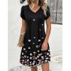 Zeagoo Summer Dresses for Women Casual A Line Dress 2026 V Neck Short Dresses Floral Sundress Pleated Boho Dress(Black Floral 02)