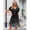 Zeagoo Summer Dresses for Women Casual A Line Dress 2026 V Neck Short Dresses Floral Sundress Pleated Boho Dress(Black Floral 02)