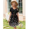 Zeagoo Summer Dresses for Women Casual A Line Dress 2026 V Neck Short Dresses Floral Sundress Pleated Boho Dress(Black Floral 02)