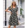 Zeagoo Summer Dresses for Women Casual A Line Dress 2026 V Neck Short Dresses Floral Sundress Pleated Boho Dress(Black Floral 03)