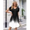 Zeagoo Summer Dresses for Women Casual A Line Dress 2026 V Neck Short Dresses Floral Sundress Pleated Boho Dress(Black+white)