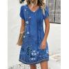 Zeagoo Summer Dresses for Women Casual A Line Dress 2026 V Neck Short Dresses Floral Sundress Pleated Boho Dress(Blue Floral B)