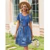 Zeagoo Summer Dresses for Women Casual A Line Dress 2026 V Neck Short Dresses Floral Sundress Pleated Boho Dress(Blue Floral B)