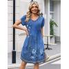 Zeagoo Summer Dresses for Women Casual A Line Dress 2026 V Neck Short Dresses Floral Sundress Pleated Boho Dress(Blue Floral B)