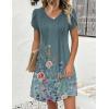 Zeagoo Summer Dresses for Women Casual A Line Dress 2026 V Neck Short Dresses Floral Sundress Pleated Boho Dress(Blue Green 02)