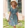 Zeagoo Summer Dresses for Women Casual A Line Dress 2026 V Neck Short Dresses Floral Sundress Pleated Boho Dress(Blue Green 02)