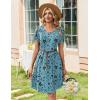 Zeagoo Summer Dresses for Women Casual A Line Dress 2026 V Neck Short Dresses Floral Sundress Pleated Boho Dress(Blue Green Floral)