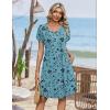 Zeagoo Summer Dresses for Women Casual A Line Dress 2026 V Neck Short Dresses Floral Sundress Pleated Boho Dress(Blue Green Floral)