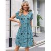 Zeagoo Summer Dresses for Women Casual A Line Dress 2026 V Neck Short Dresses Floral Sundress Pleated Boho Dress(Blue Green Floral)