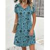 Zeagoo Summer Dresses for Women Casual A Line Dress 2026 V Neck Short Dresses Floral Sundress Pleated Boho Dress(Blue Green Floral)