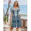 Zeagoo Summer Dresses for Women Casual A Line Dress 2026 V Neck Short Dresses Floral Sundress Pleated Boho Dress(Boho Blue Print)
