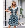 Zeagoo Summer Dresses for Women Casual A Line Dress 2026 V Neck Short Dresses Floral Sundress Pleated Boho Dress(Boho Blue Print)
