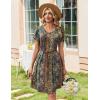 Zeagoo Summer Dresses for Women Casual A Line Dress 2026 V Neck Short Dresses Floral Sundress Pleated Boho Dress(Boho Brown Print)