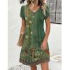 Zeagoo Summer Dresses for Women Casual A Line Dress 2026 V Neck Short Dresses Floral Sundress Pleated Boho Dress(Green Floral 01)