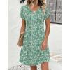Zeagoo Summer Dresses for Women Casual A Line Dress 2026 V Neck Short Dresses Floral Sundress Pleated Boho Dress(Green Floral 02)