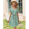 Zeagoo Summer Dresses for Women Casual A Line Dress 2026 V Neck Short Dresses Floral Sundress Pleated Boho Dress(Green Floral 02)