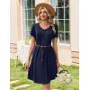 Zeagoo Summer Dresses for Women Casual A Line Dress 2026 V Neck Short Dresses Floral Sundress Pleated Boho Dress(Navy Blue)