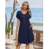 Zeagoo Summer Dresses for Women Casual A Line Dress 2026 V Neck Short Dresses Floral Sundress Pleated Boho Dress(Navy Blue)