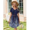Zeagoo Summer Dresses for Women Casual A Line Dress 2026 V Neck Short Dresses Floral Sundress Pleated Boho Dress(Navy Floral 01)