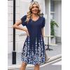 Zeagoo Summer Dresses for Women Casual A Line Dress 2026 V Neck Short Dresses Floral Sundress Pleated Boho Dress(Navy Floral 01)
