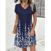 Zeagoo Summer Dresses for Women Casual A Line Dress 2026 V Neck Short Dresses Floral Sundress Pleated Boho Dress(Navy Floral 01)